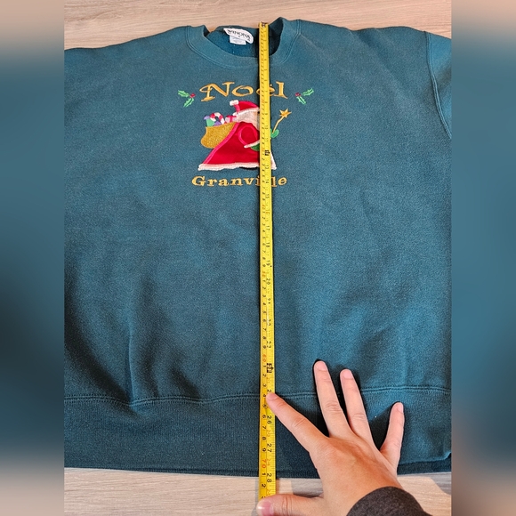 Vintage Christmas Santa Claus Noel XL Green Sweatshirt - Picture 6 of 10